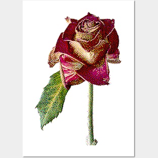 8bit Vintage Rose Illustration Design Posters and Art